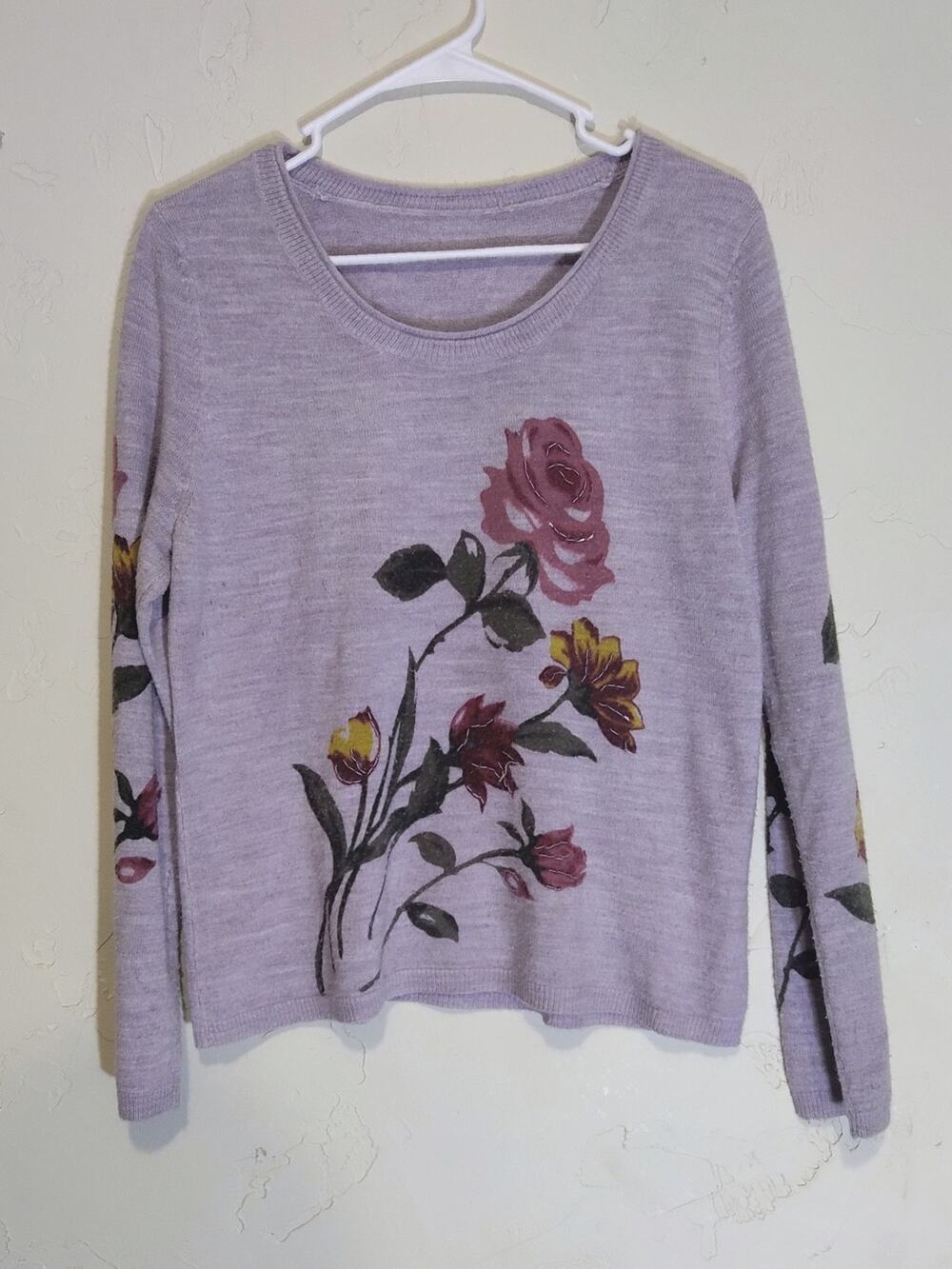 Light Purple Floral Knit Top